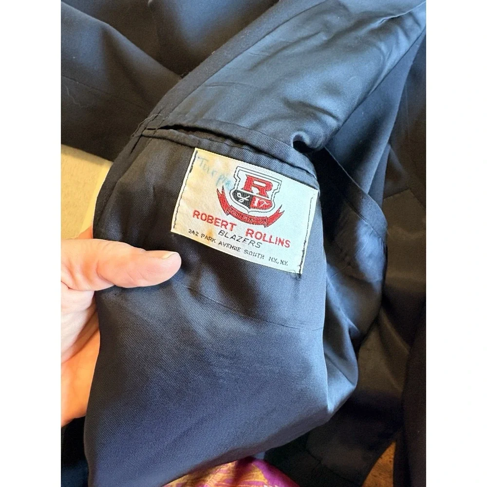 VTG RARE Navy 60s Clemson Tigers Blazer  Robert Rollins Men 40 L Reg Union Made⁠